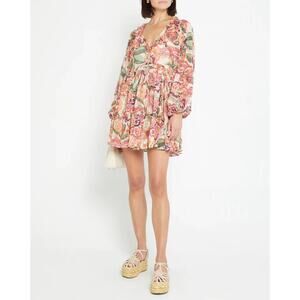 O.P.T. One Pretty Time Rhea Pink Paisley Mini Chiffon Dress Size Medium NEW!